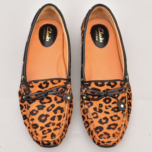 CLARKS DUNBAR DRIVER PONY HAIR SLIP-ON MOCCASIN LOAFERS LEOPARD PRINT WOMEN'S 8 - Picture 4 of 11
